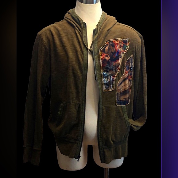 1 of 1 green Hoodie Cathedral print motif chain Large - Picture 2 of 12